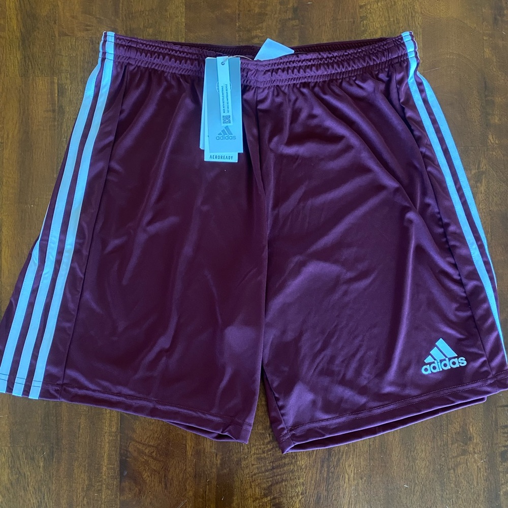 Adidas Maroon/White Mens Squadra Shorts